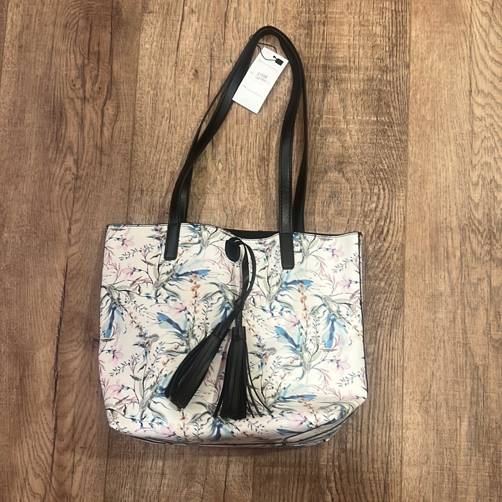 DS BAGS | white watercolor floral tote bag